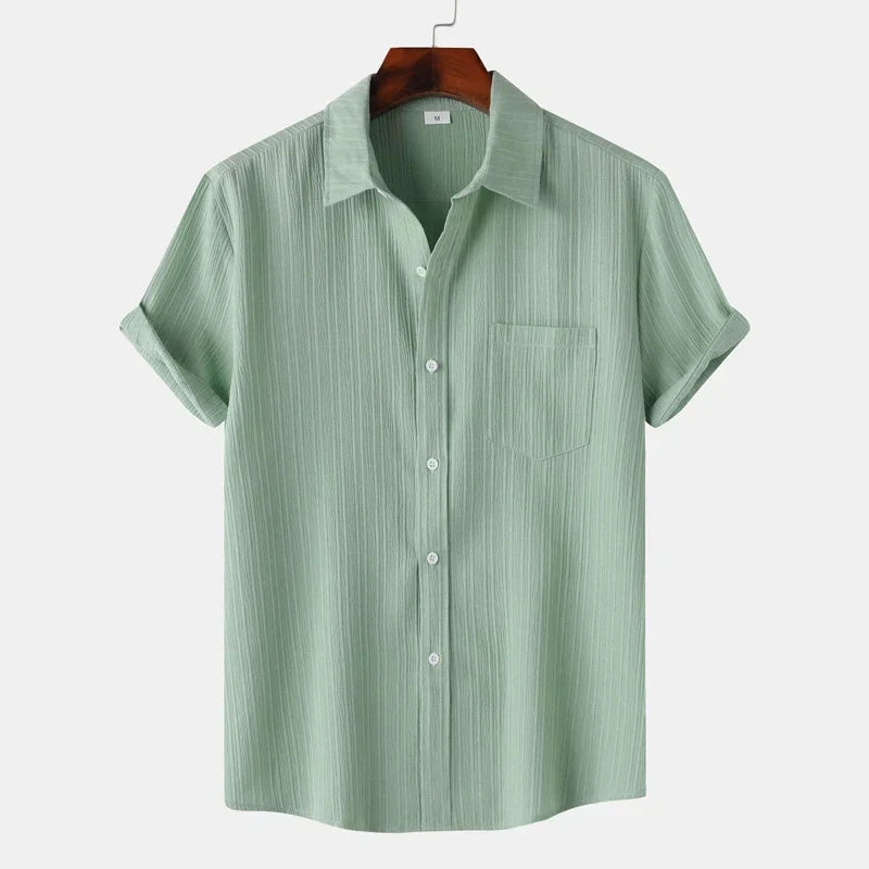Men’s Textured Short Sleeve Button-Up Shirt
