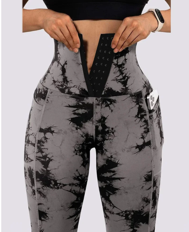 Women's High-Waist Tie-Dye Pocket Gym Leggings