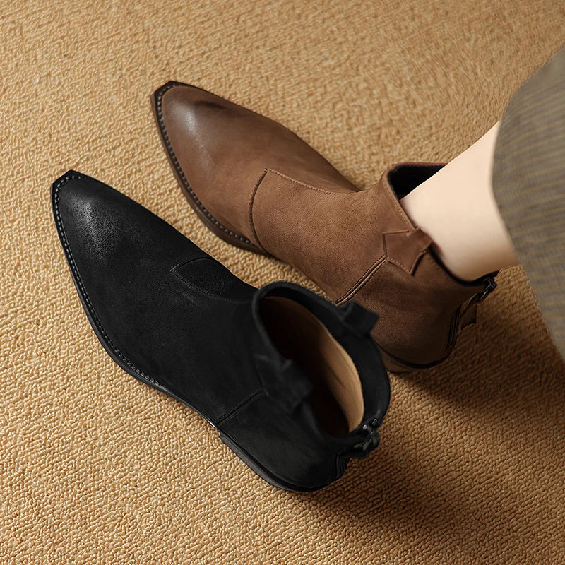 Alessia | Block Heel Pull Tab Detail Ankle Boots