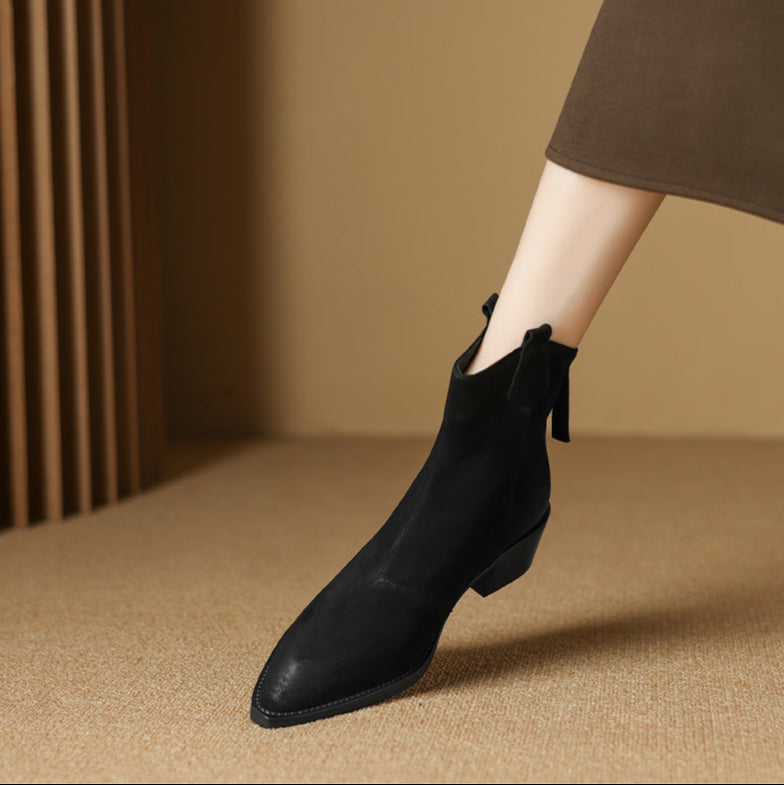 Alessia | Block Heel Pull Tab Detail Ankle Boots