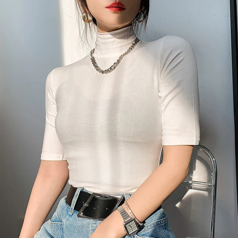 Women’s Elayne Textured Ribbed Mock Neck Top