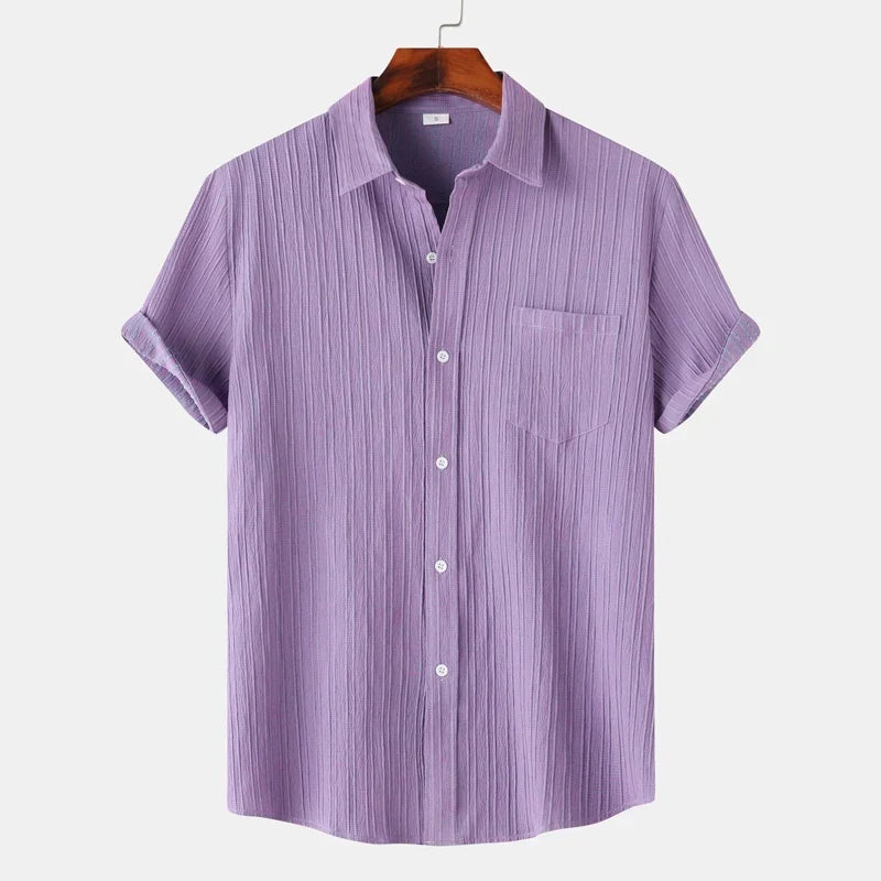Men’s Textured Short Sleeve Button-Up Shirt