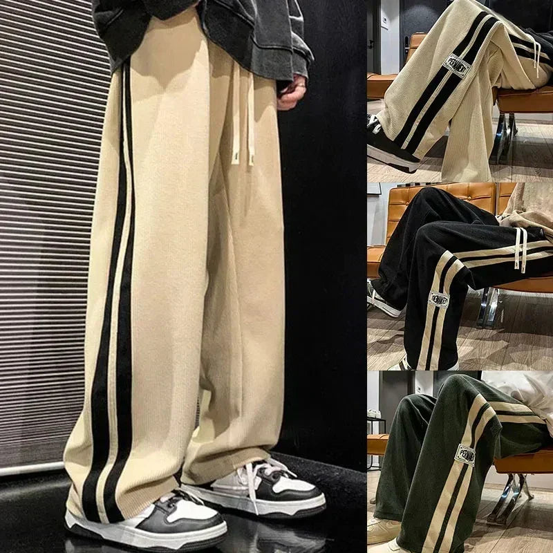 Men’s Wide Leg Side Stripe Joggers