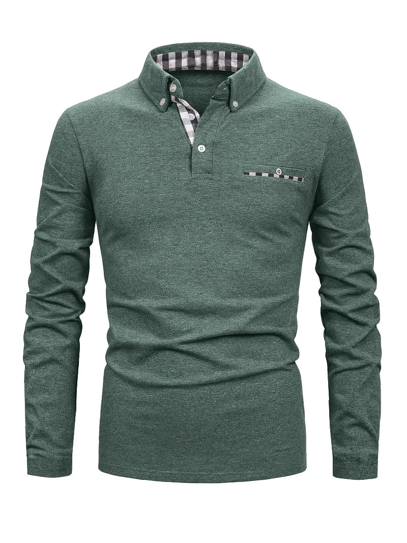 GEOMETRIC GRID POLO SHIRT FOR MEN