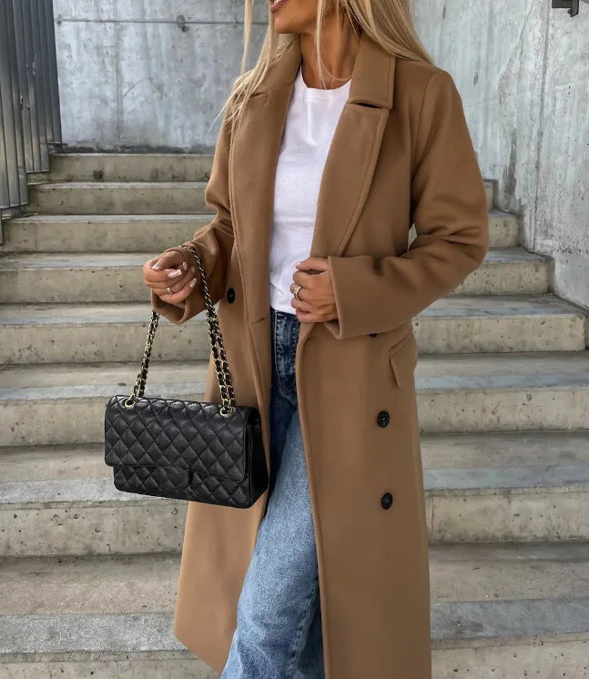 Isla | Long Lapel Button-Front Winter Coat