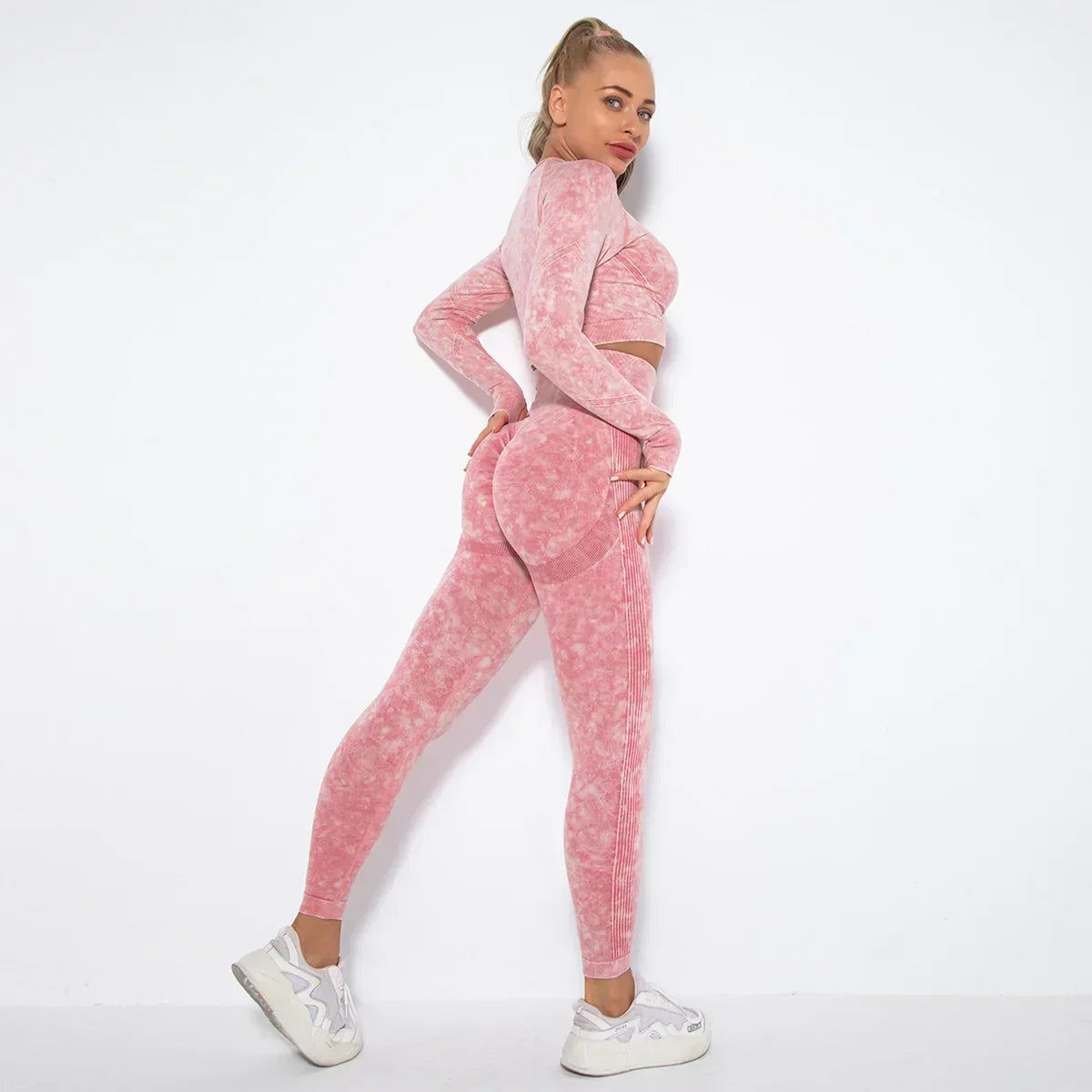 Women's Seamless Cropped Yoga Top Long Sleeve Crew Neck