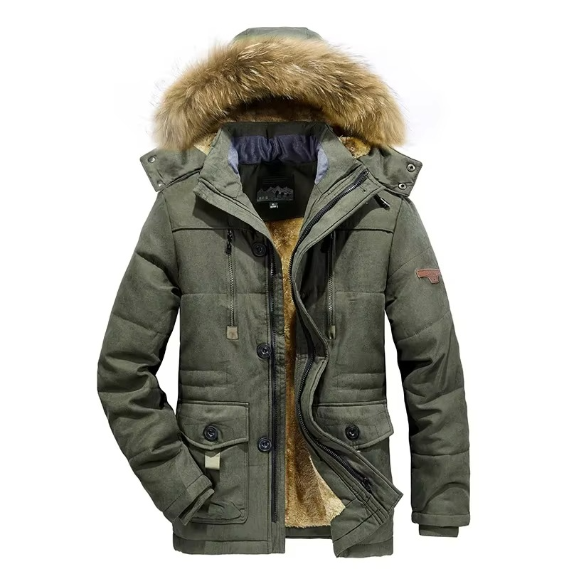 Men's Fleece-Lined Winter Parka | Hooded Multi-Pocket Coat