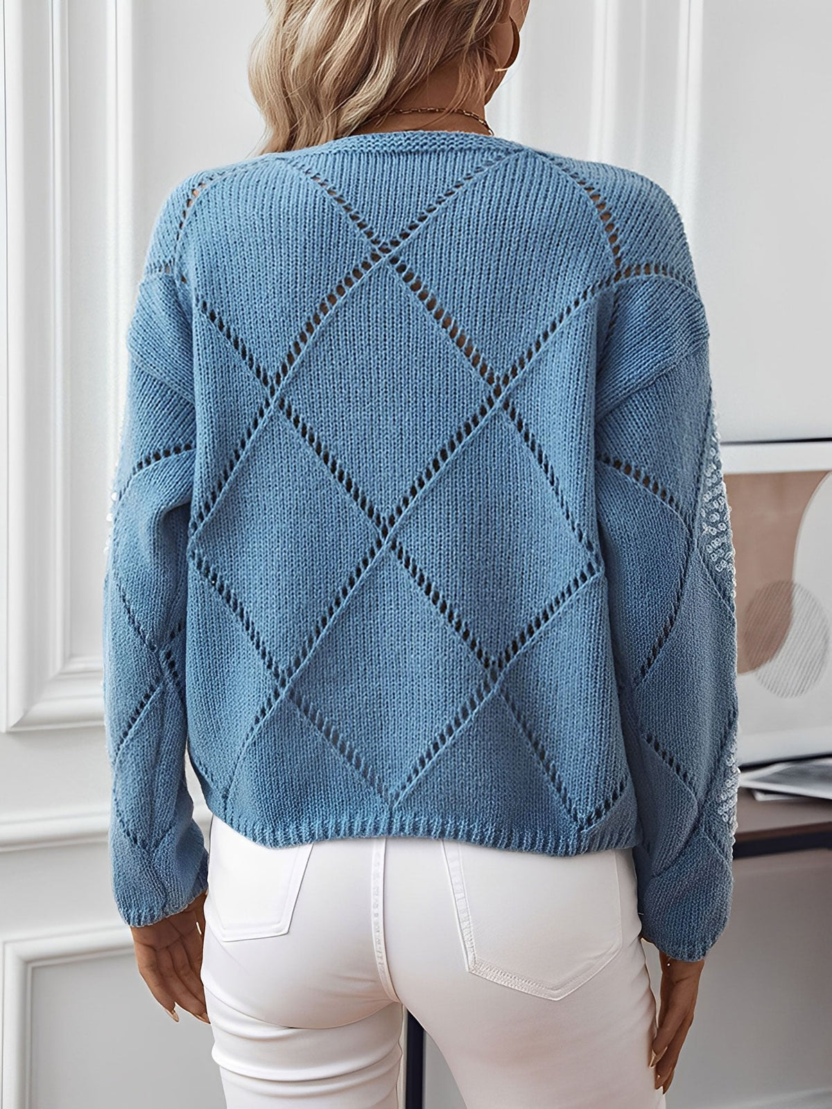 Truly Sequin Diamond Puff Sleeve Sweater