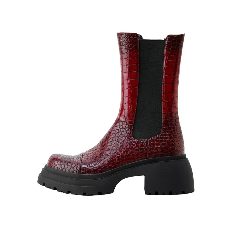 Hesione | Platform Sole Elastic Side Panels Ankle Boots