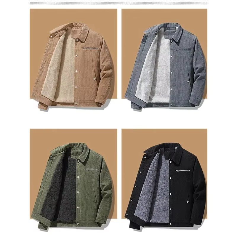 Men's Corduroy Jacket | Fleece-Lined Cotton Coat