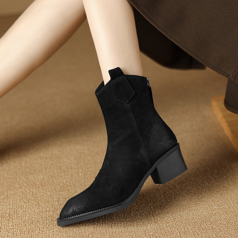 Alessia | Block Heel Pull Tab Detail Ankle Boots