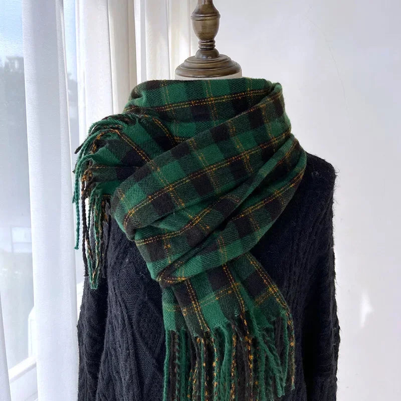 Melviera Check Fringe Scarf