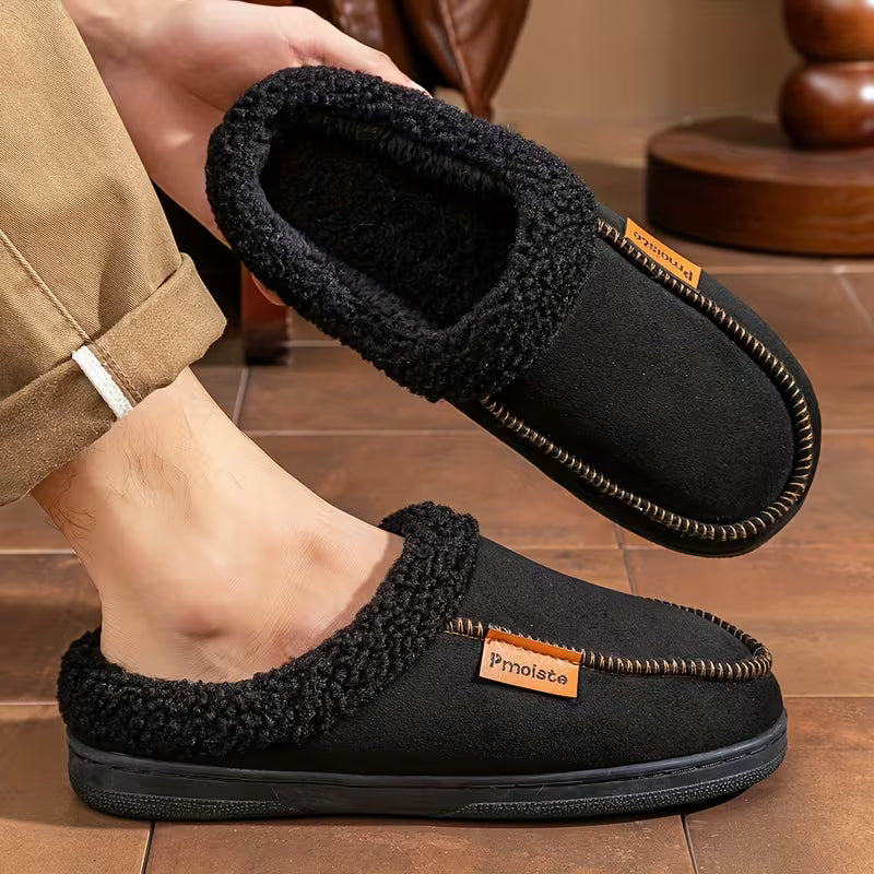 Men's Slip-On Slippers | Fleece-Lined with Non-Slip Sole