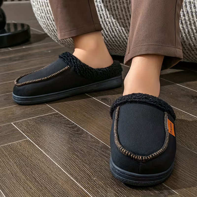 Men's Slip-On Slippers | Fleece-Lined with Non-Slip Sole