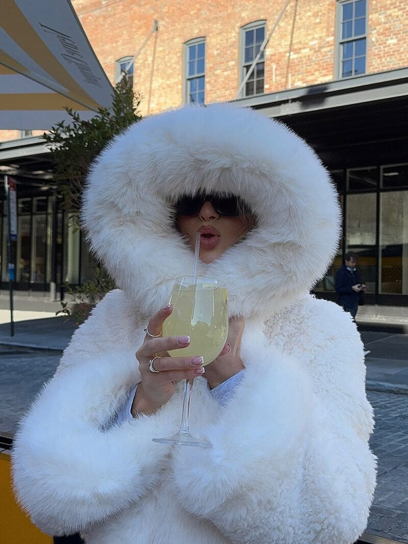 Women's Faux Fur Oversized Hooded Coat Warm Winter