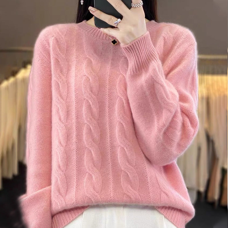 Alessandra Twist Cable Crewneck Sweater
