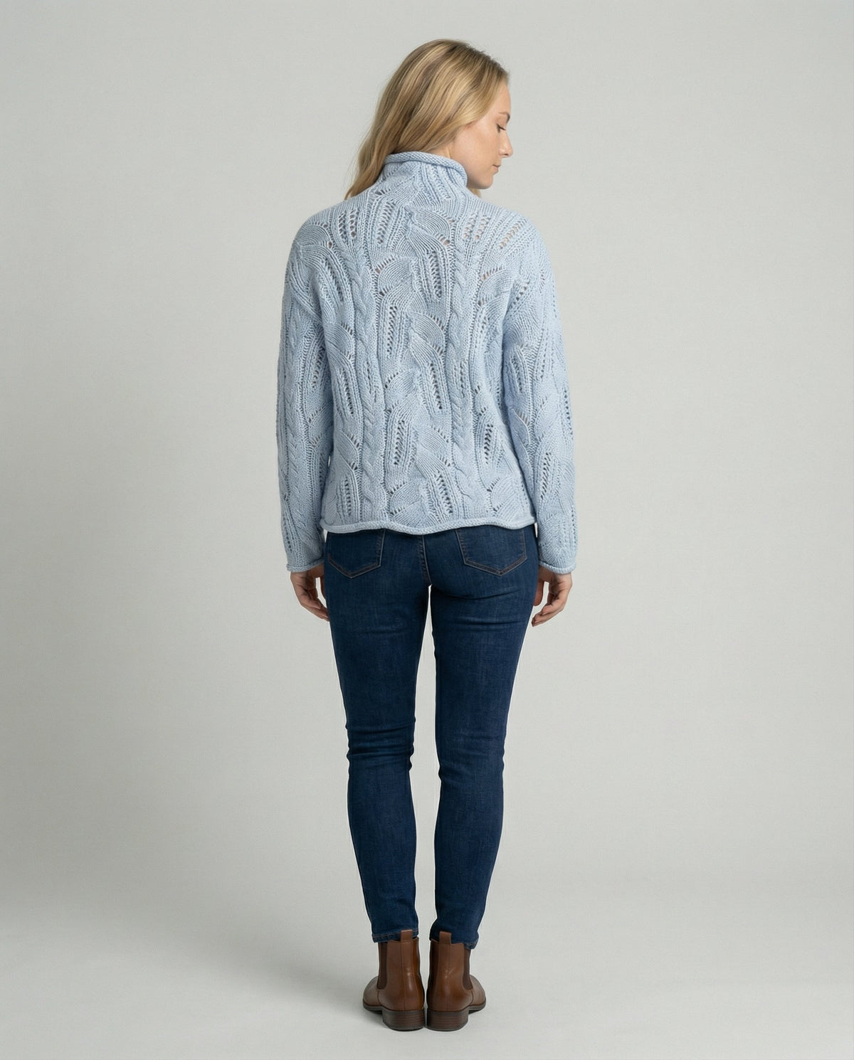 Sunniva-Joy Cable Pointelle Turtleneck Sweater
