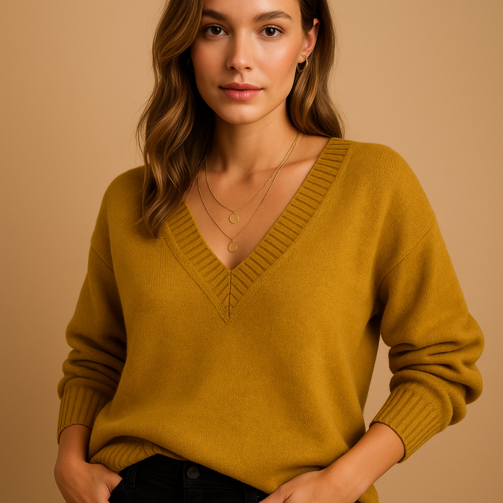 Zoe-Jane Ribbed V-Neck Sweater