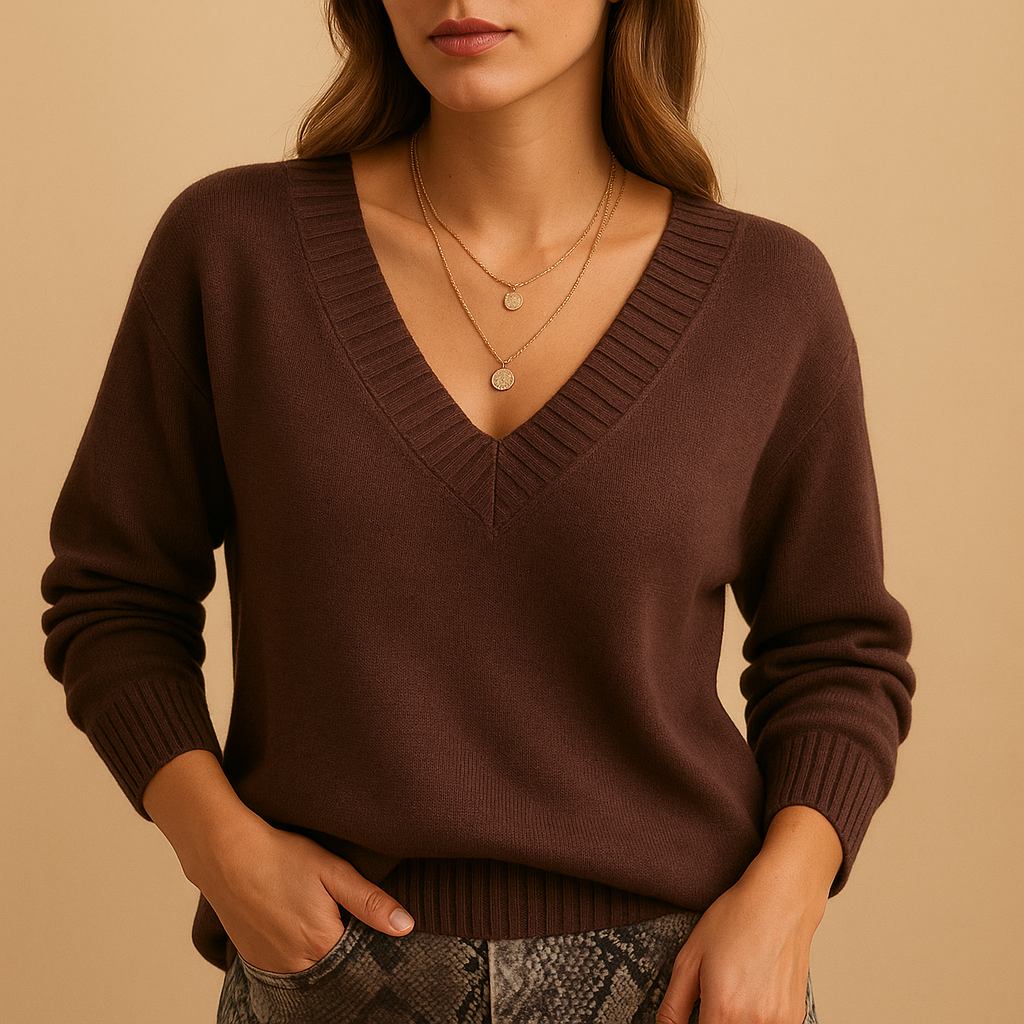 Zoe-Jane Ribbed V-Neck Sweater