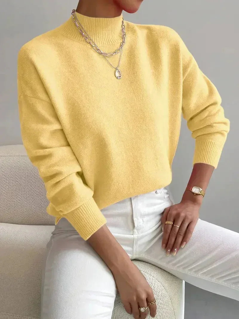 Lucinda Cashmere-Feel Mock Neck Sweater