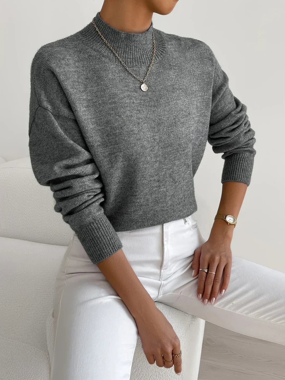 Lucinda Cashmere-Feel Mock Neck Sweater
