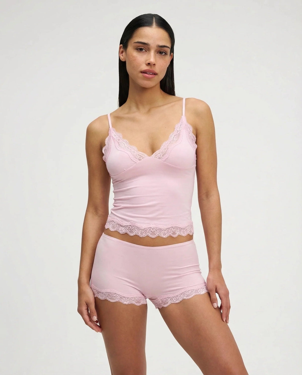 Women's Lace Trim Cami and Shorts Nightwear Set