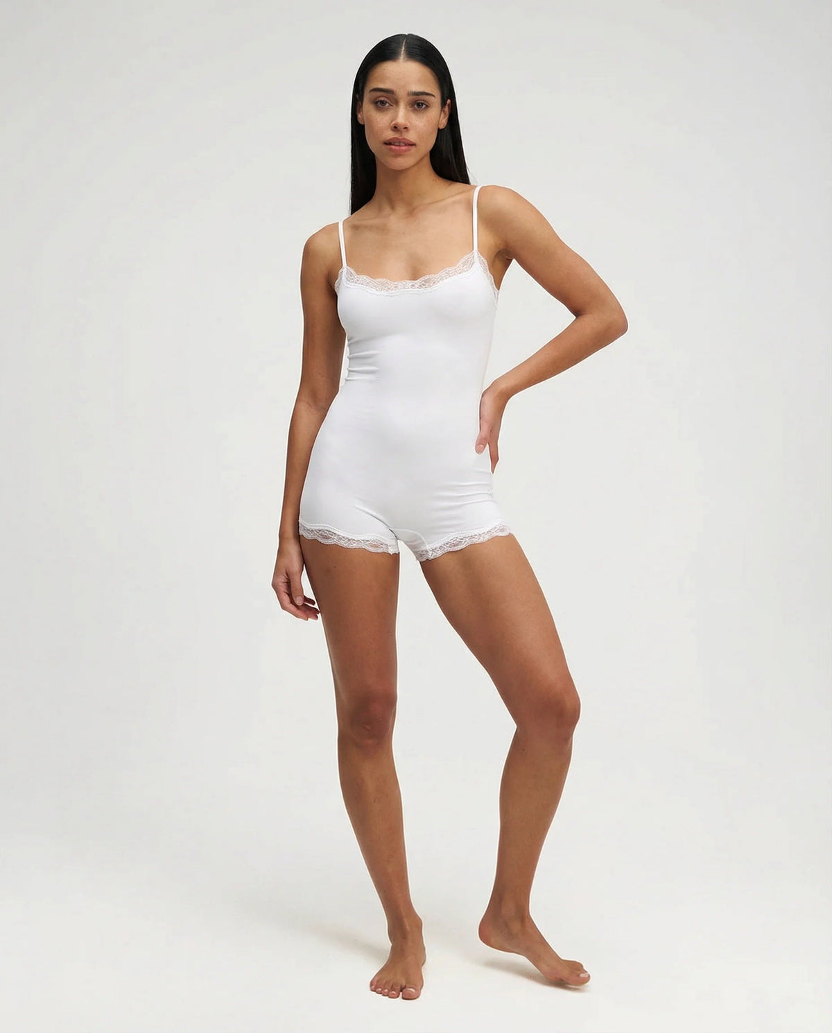 Women's Lace Trim Cami Romper | Soft Stretch Sleepwear