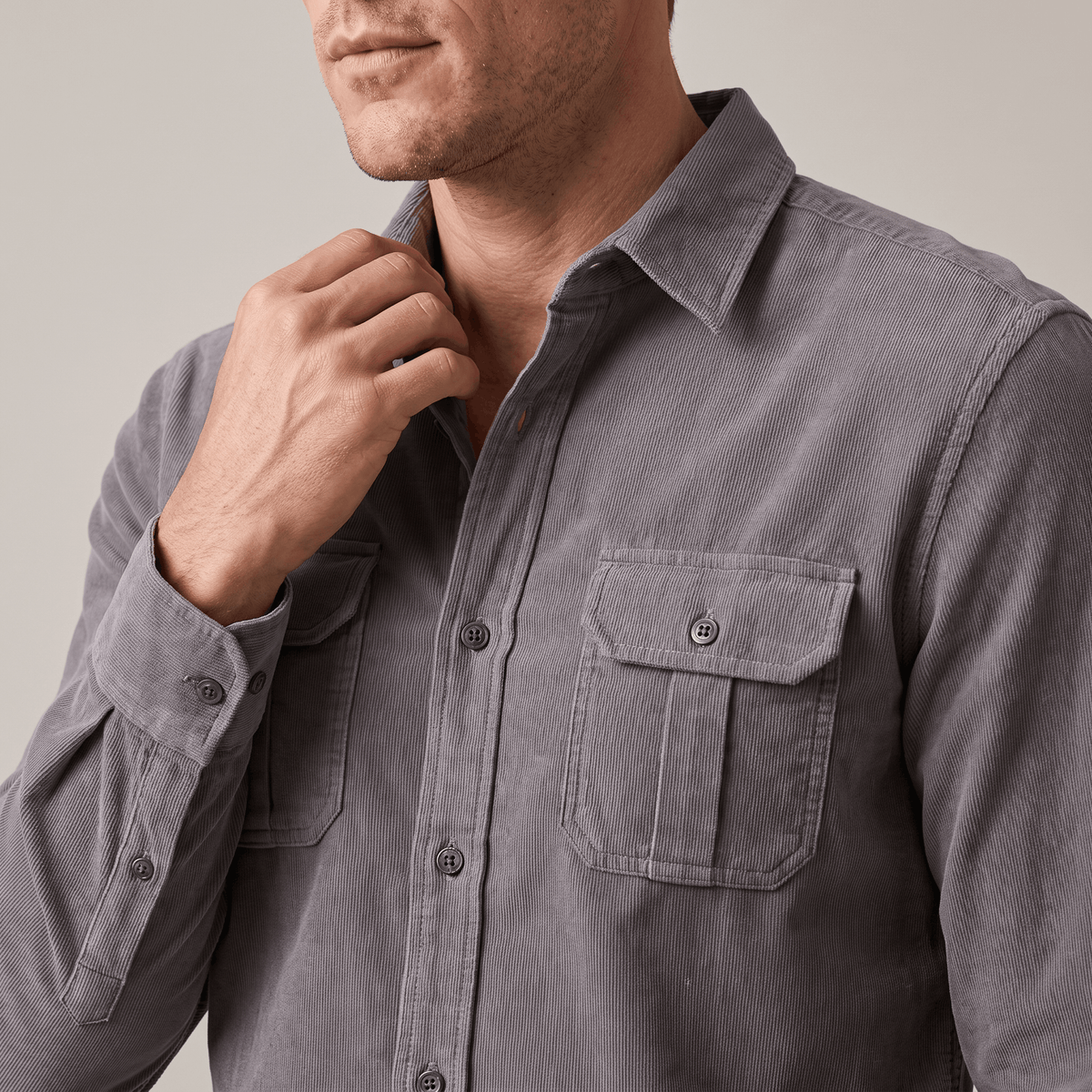 Steven Classic Corduroy Shirt – Regular Fit Spread Collar Twin Flap Pocket Everyday Top