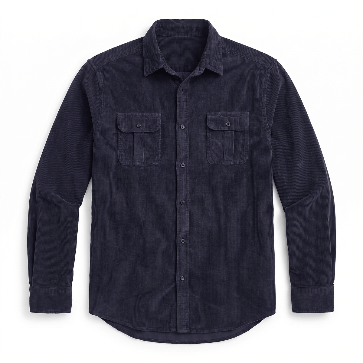 Steven Classic Corduroy Shirt – Regular Fit Spread Collar Twin Flap Pocket Everyday Top