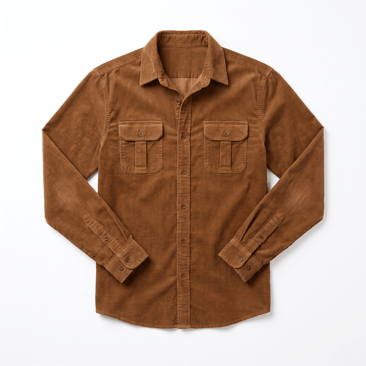 Steven Classic Corduroy Shirt – Regular Fit Spread Collar Twin Flap Pocket Everyday Top