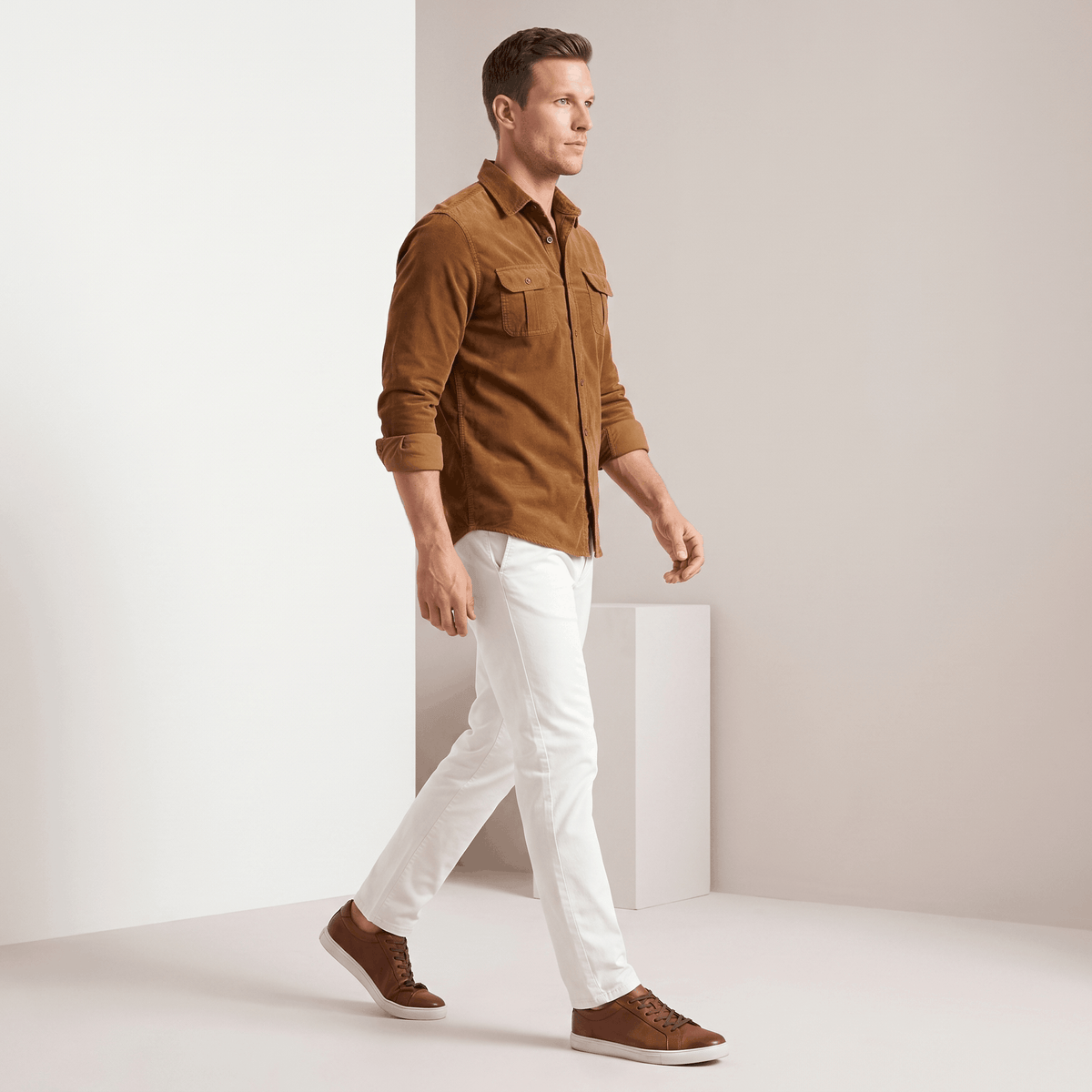 Steven Classic Corduroy Shirt – Regular Fit Spread Collar Twin Flap Pocket Everyday Top