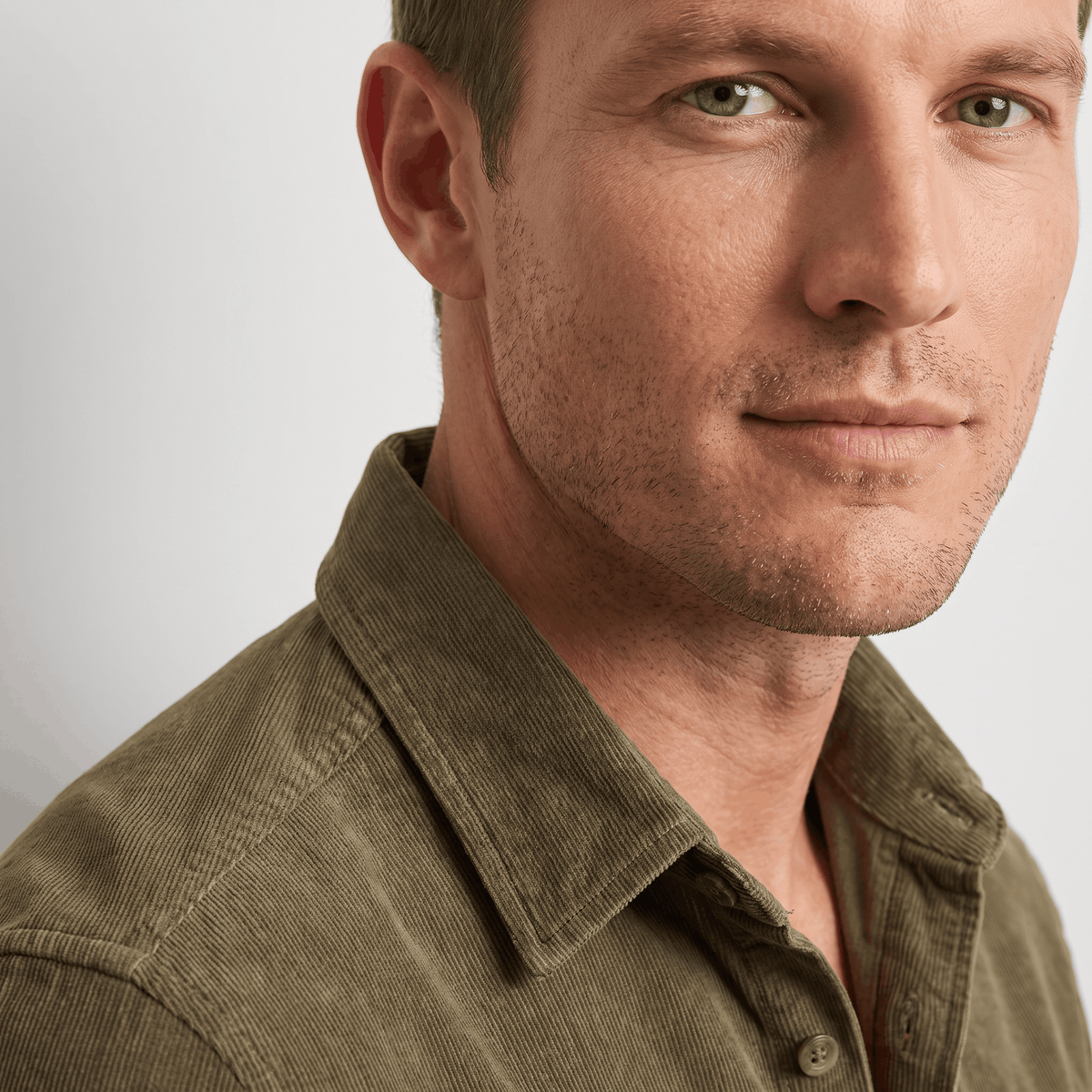 Steven Classic Corduroy Shirt – Regular Fit Spread Collar Twin Flap Pocket Everyday Top