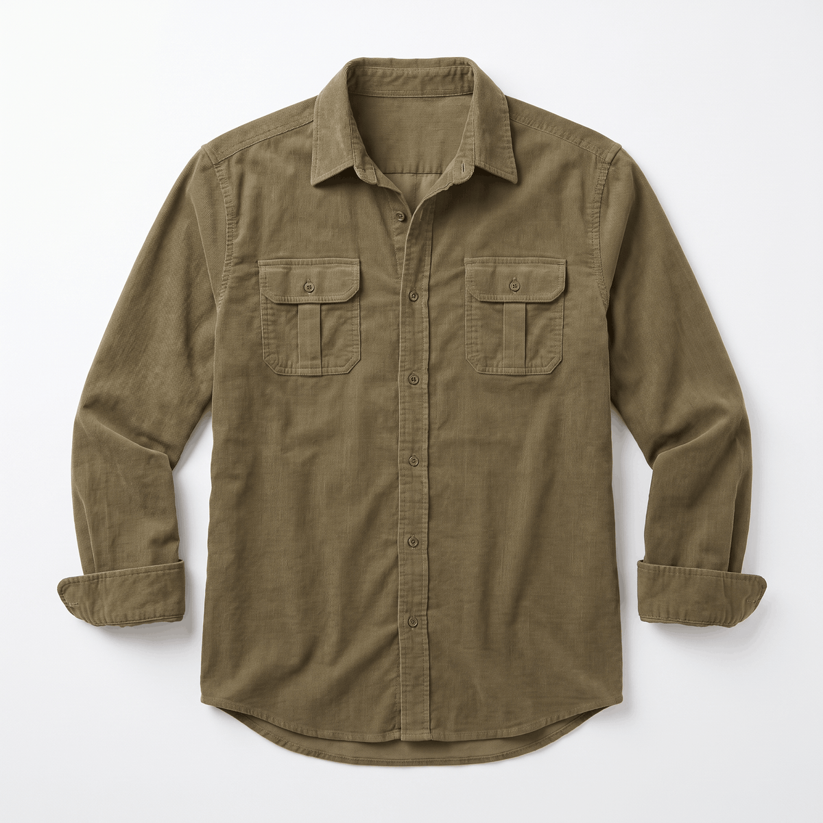 Steven Classic Corduroy Shirt – Regular Fit Spread Collar Twin Flap Pocket Everyday Top
