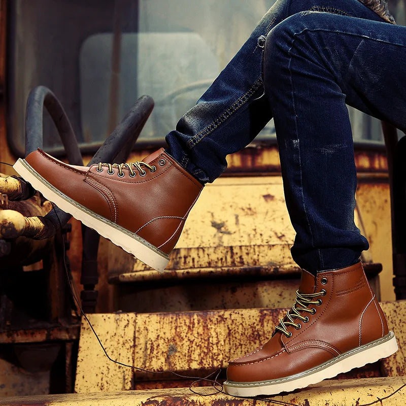 Men's Lace-Up Work Boots | Cushioned Moc Toe