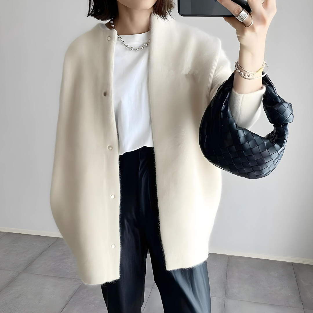 Women's Long Sleeve Knit Cardigan with Snap Button Closure