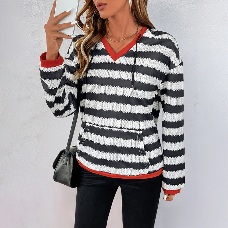 Hollis Striped V-Neck Hoodie