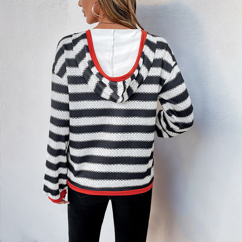 Hollis Striped V-Neck Hoodie