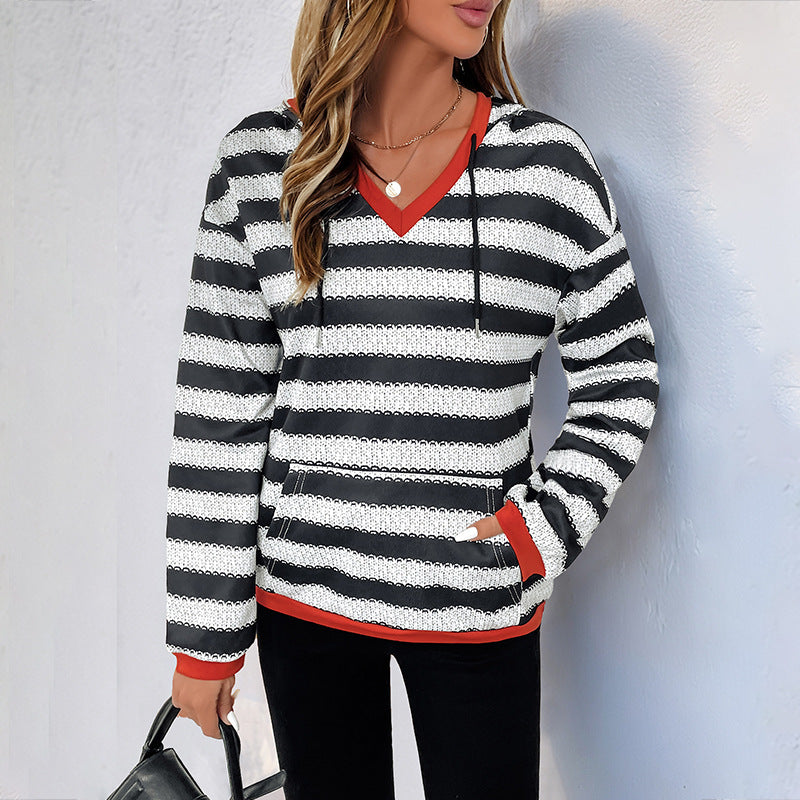 Hollis Striped V-Neck Hoodie