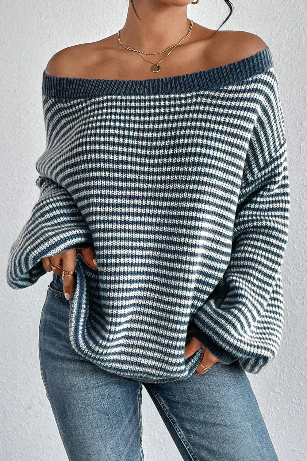 Marlo Striped Off-Shoulder Sweater