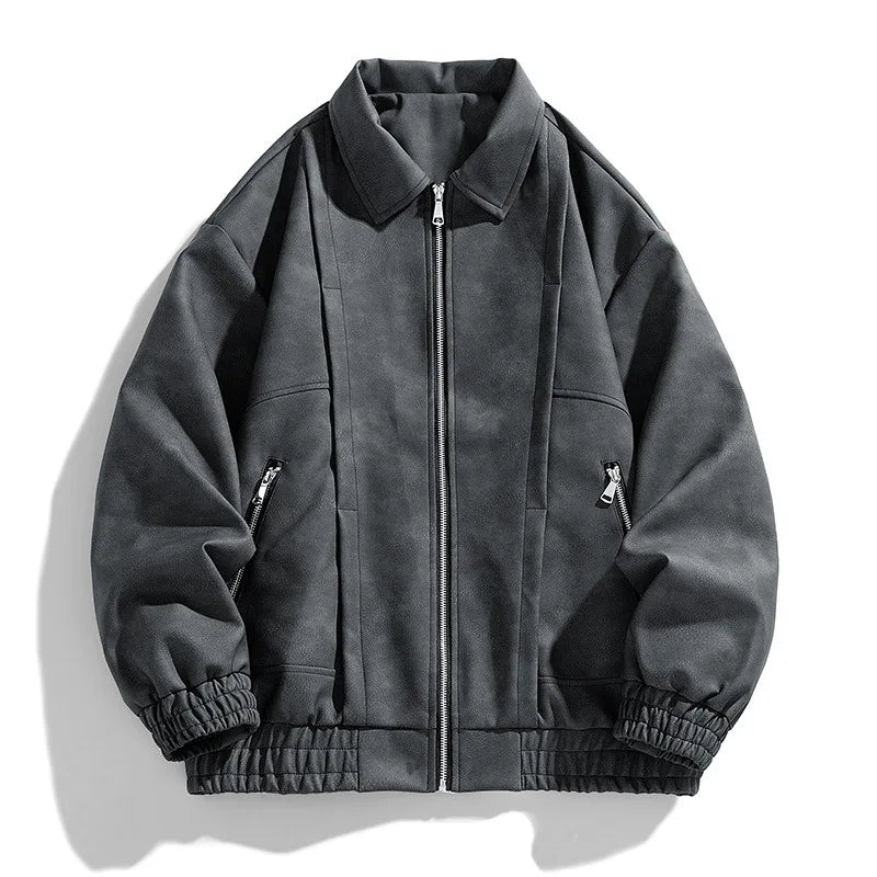 Bryan Men's Suede-Style Bomber Jacket – Zip Closure & Relaxed Fit