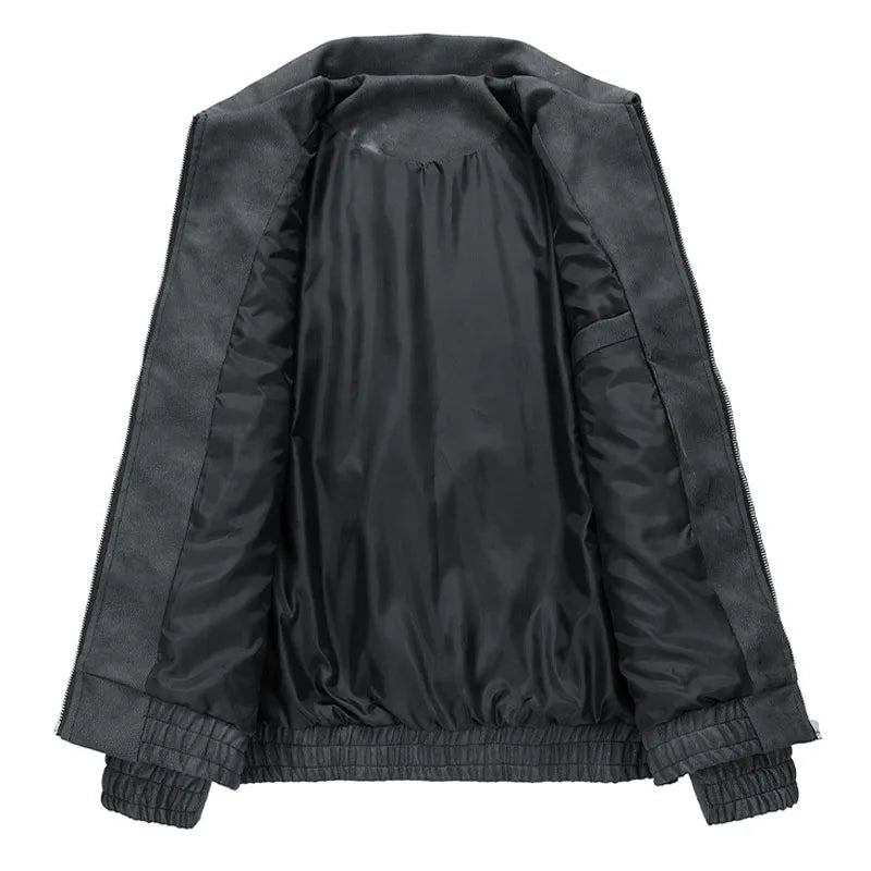 Bryan Men's Suede-Style Bomber Jacket – Zip Closure & Relaxed Fit