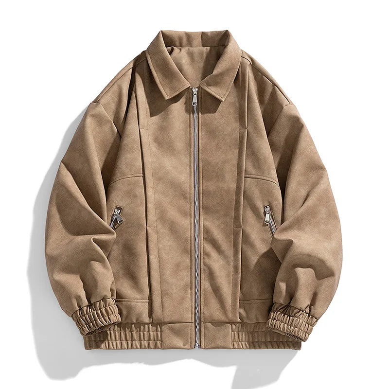 Bryan Men's Suede-Style Bomber Jacket – Zip Closure & Relaxed Fit