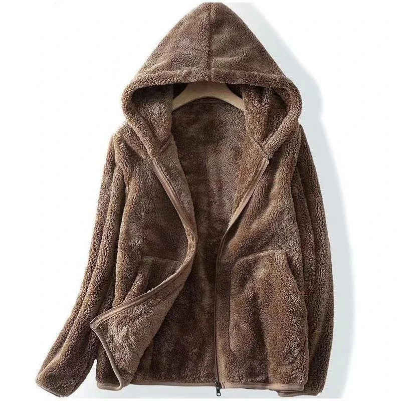 Women's Hooded Teddy Jacket with Zip Front