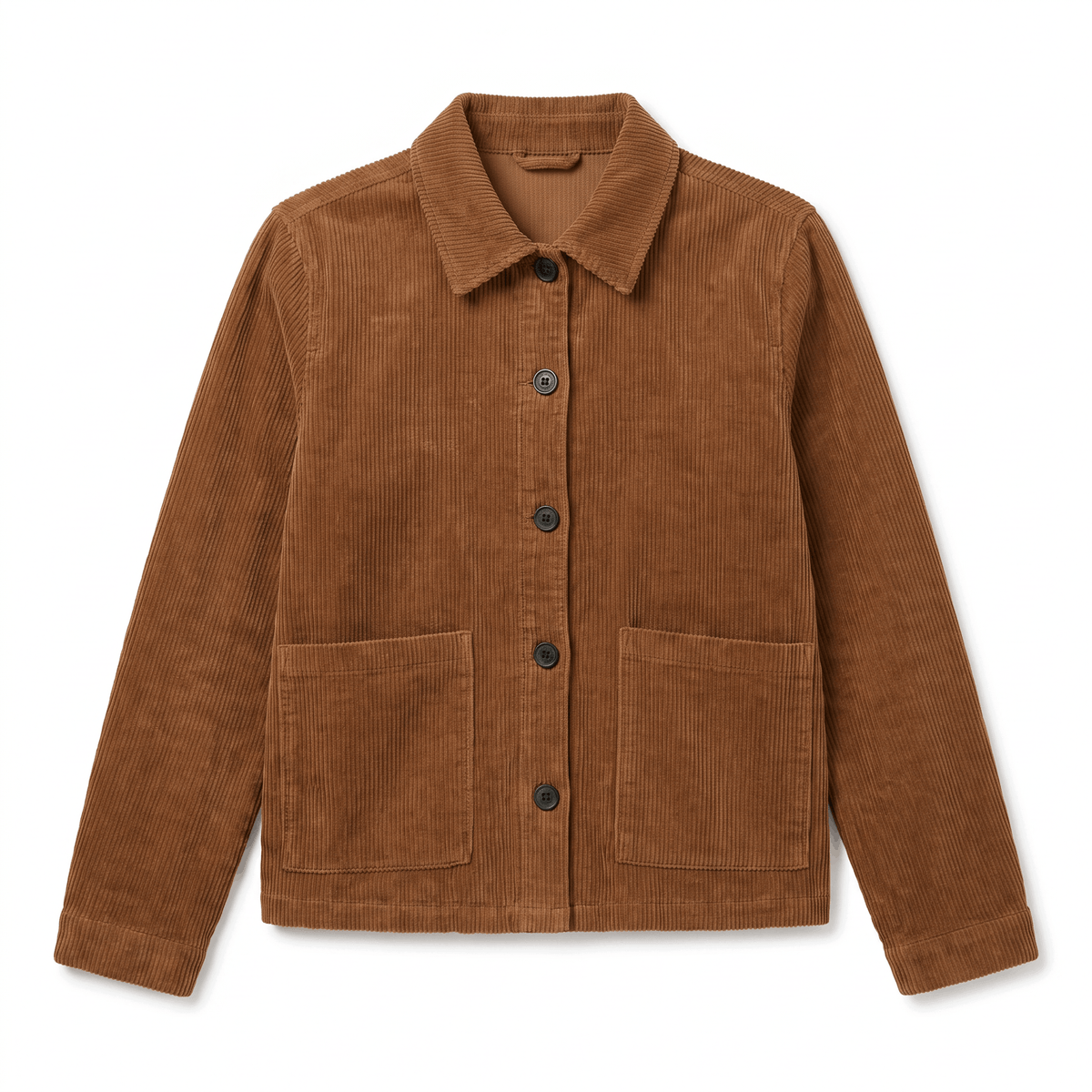 Tracey Cotton Chore Corduroy Jacket – Boxy Button-Front Patch Pocket Wide Wale Layering Outerwear