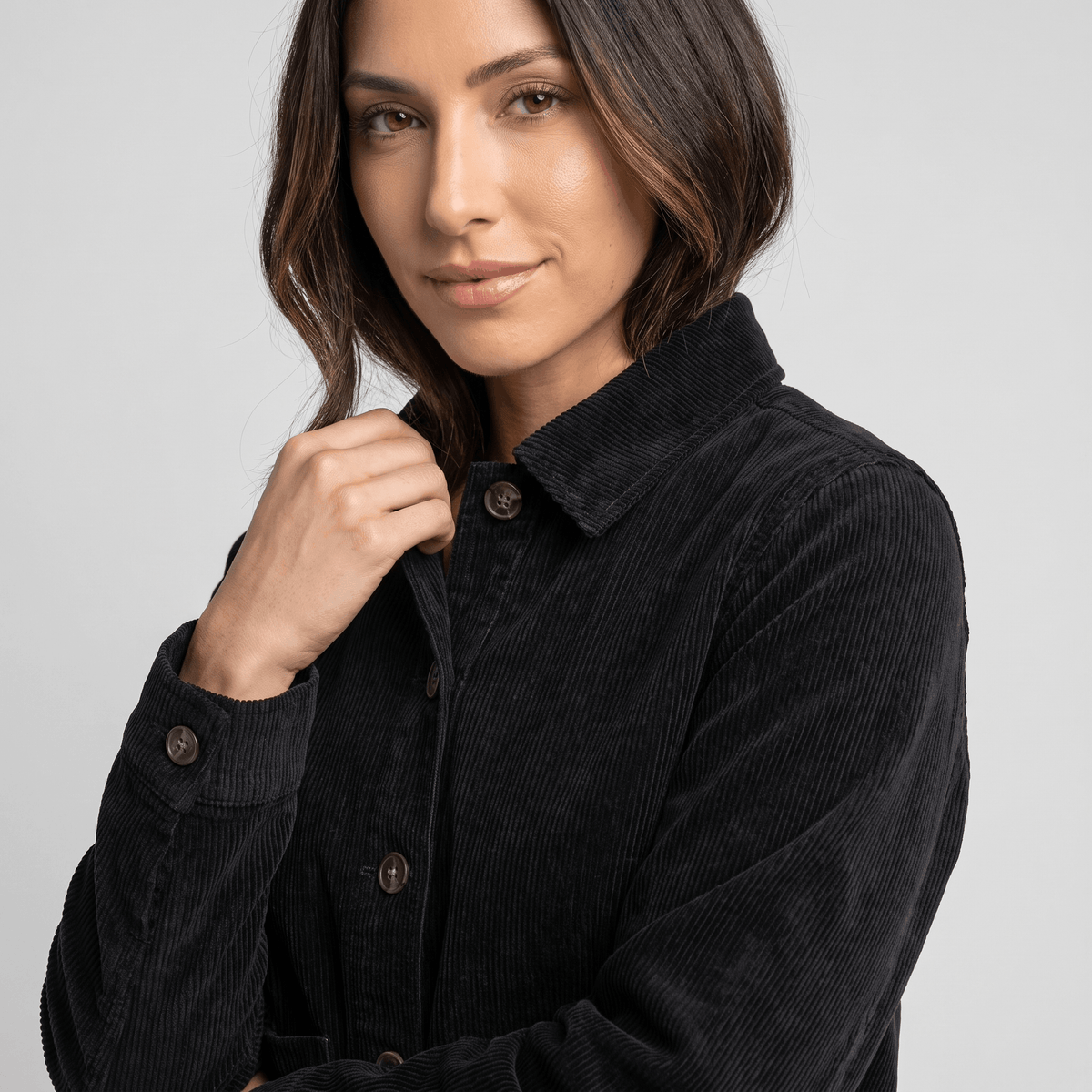 Tracey Cotton Chore Corduroy Jacket – Boxy Button-Front Patch Pocket Wide Wale Layering Outerwear