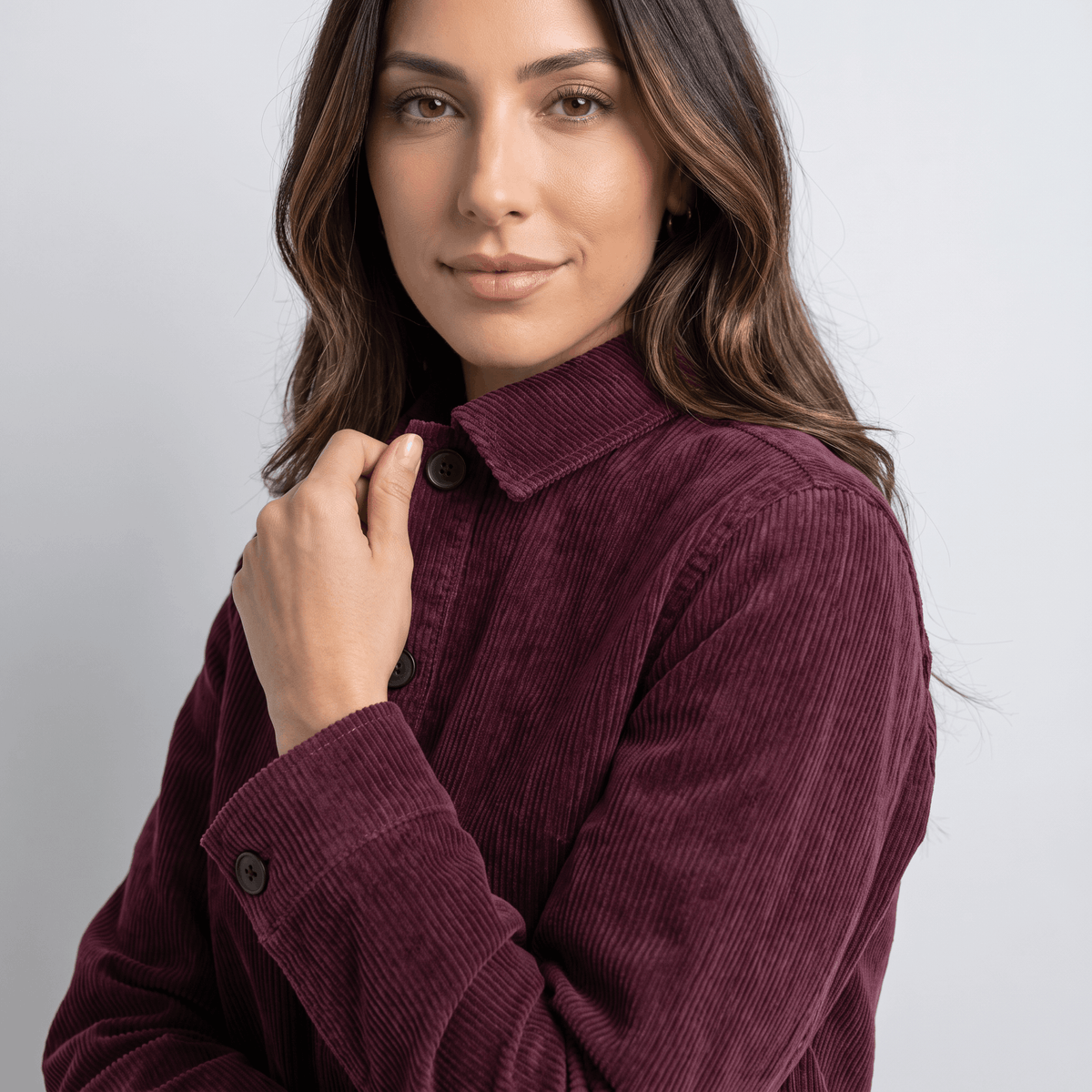 Tracey Cotton Chore Corduroy Jacket – Boxy Button-Front Patch Pocket Wide Wale Layering Outerwear