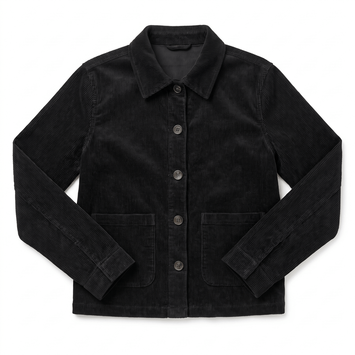 Tracey Cotton Chore Corduroy Jacket – Boxy Button-Front Patch Pocket Wide Wale Layering Outerwear