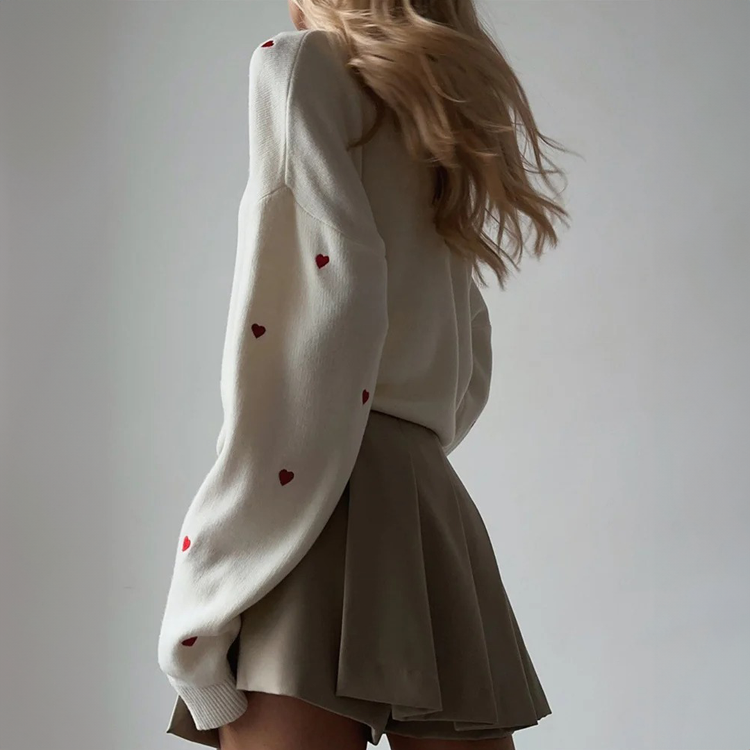 Amara Heart Knit Pullover Sweater