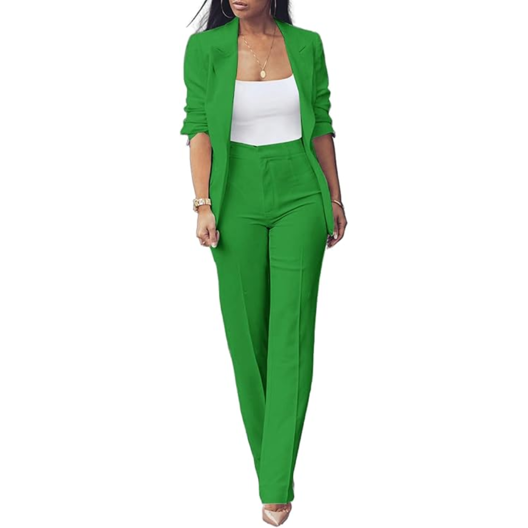 Women's Open Blazer and Slim Trousers Set for Work