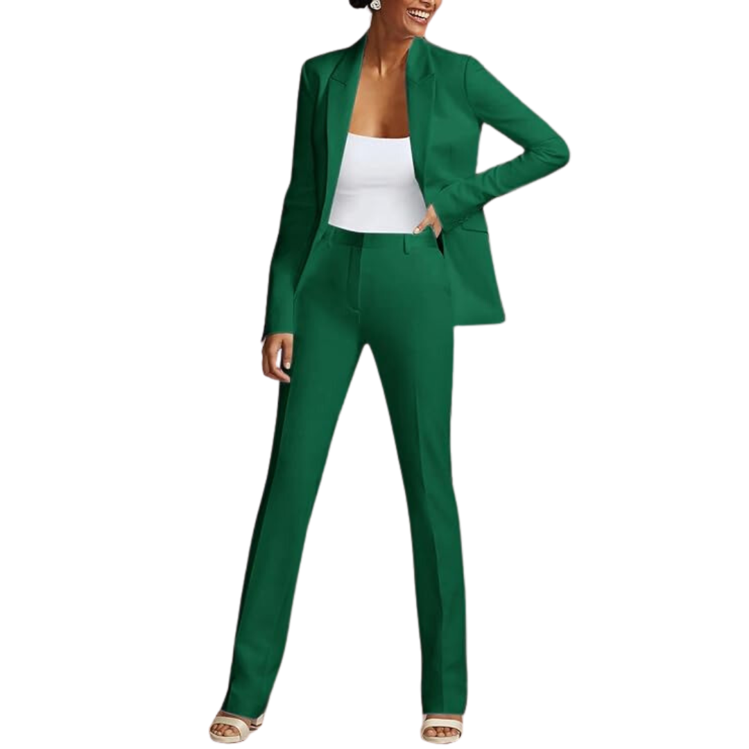 Women's Open Blazer and Slim Trousers Set for Work